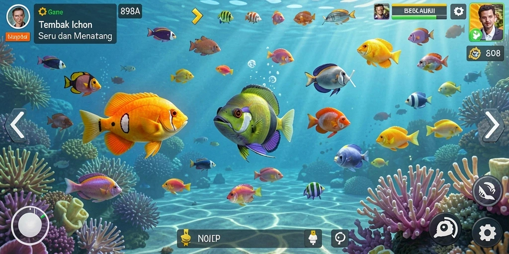 Screenshot gameplay 898A menunjukkan aksi tembak ikan yang mendebarkan.