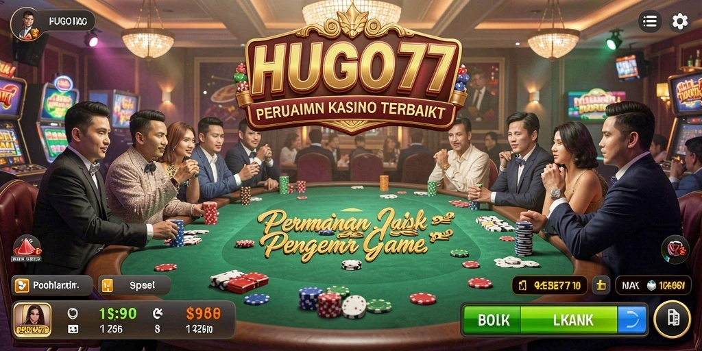 Tangkapan layar dari HUGO77 menunjukkan gameplay kasino yang menarik.