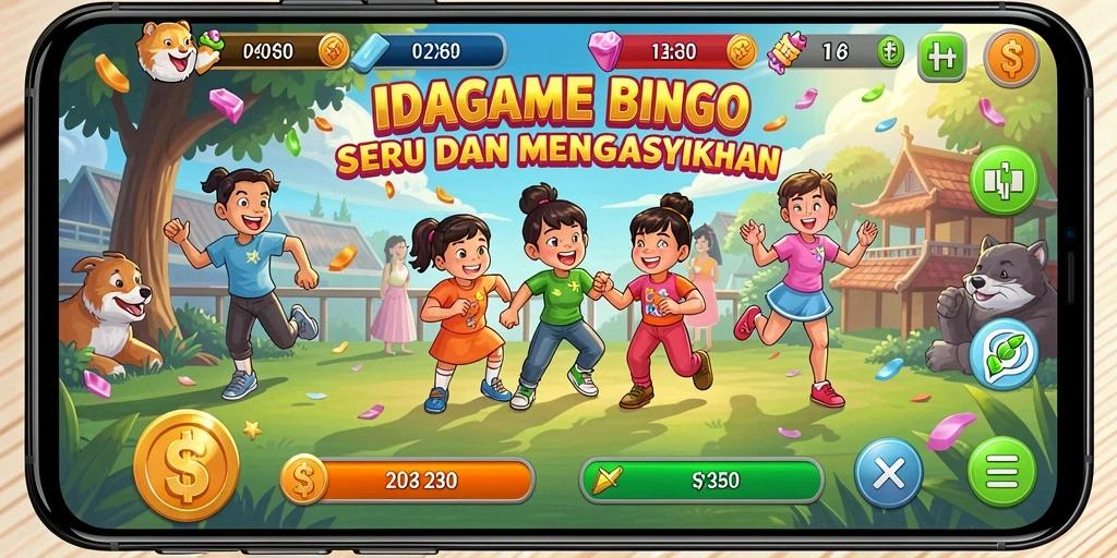Tampilan permainan Bingo IDAGAME yang penuh warna dan menarik.