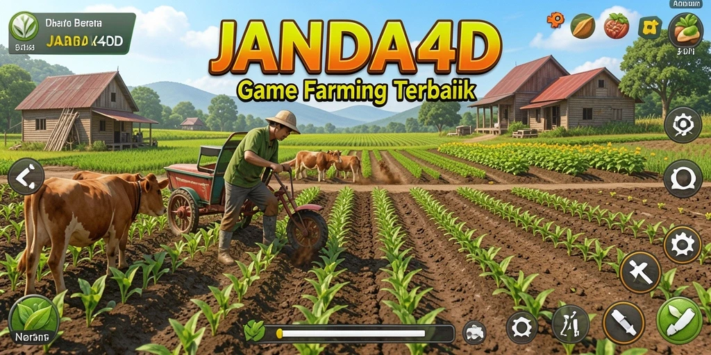 Tangkapan layar menampilkan pengalaman bertani yang seru dan interaktif di JANDA4D.