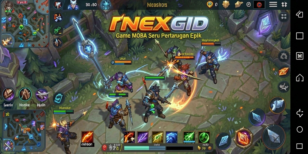Tampilan gameplay epik NEXGID dengan pertarungan yang mendebarkan.