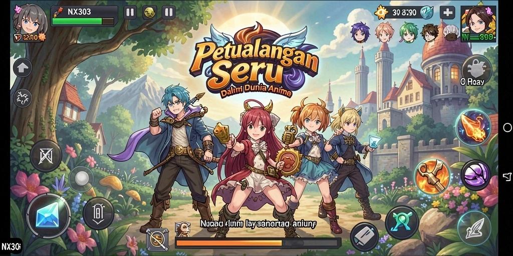 Tampilan gameplay NX303 yang memukau dengan karakter Anime yang dinamis.