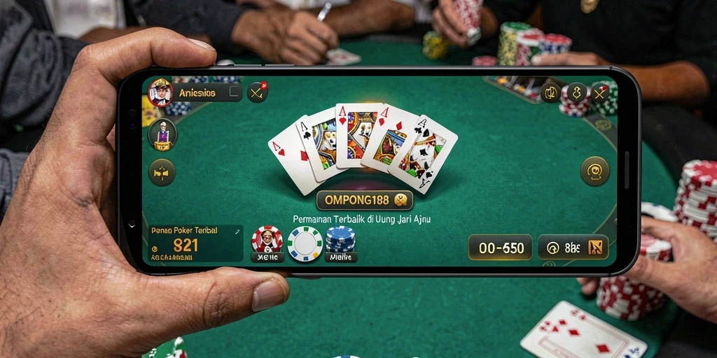 Screenshot OMPONG188 menampilkan gameplay Poker yang seru dan menantang.