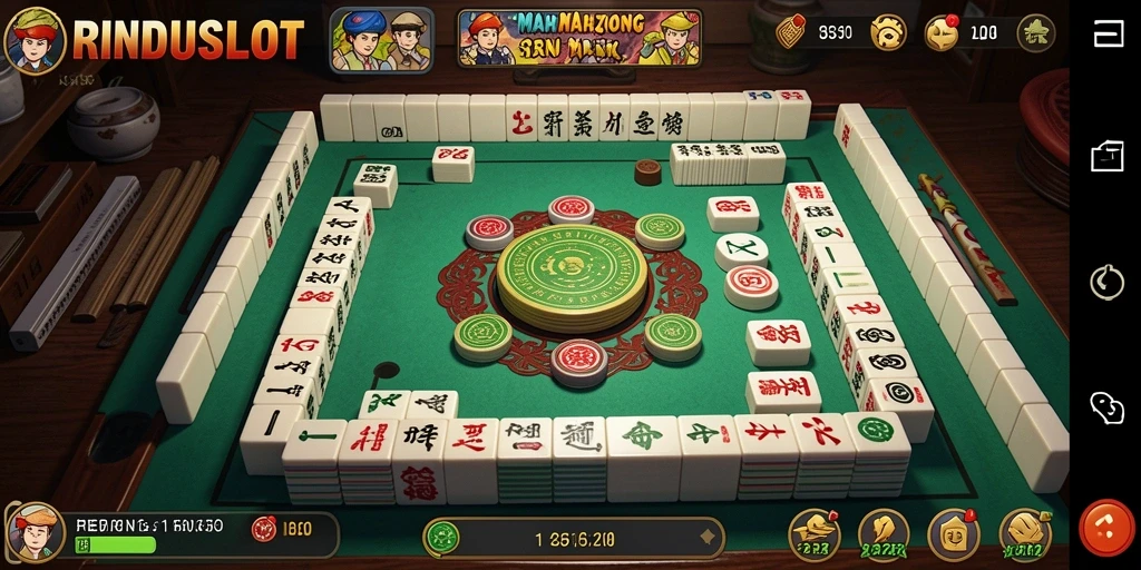 Tampilan utama RINDUSLOT menampilkan gambar gameplay Mahjong yang menarik.