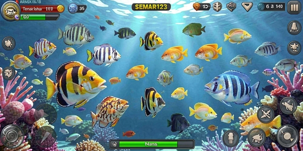 Screenshot utama SEMAR123 menampilkan gameplay seru Tembak Ikan.