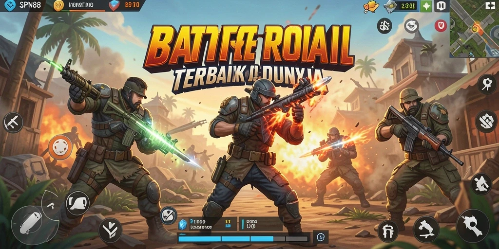 Tampilan seru gameplay SPN88 dengan aksi Battle Royale yang mendebarkan.