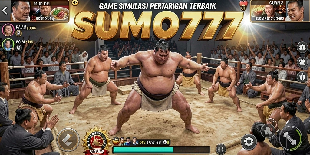 Gameplay seru SUMO777 dalam simulasi pertarungan sumo.