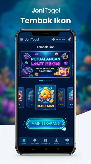 Tampilan utama aplikasi jonitogel dengan berbagai pilihan menu.
